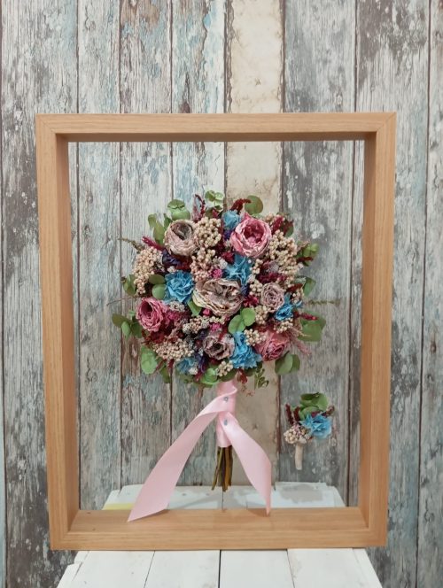 Preservación de Ramo de Novia | Marco Minimalista de Cristal Doble