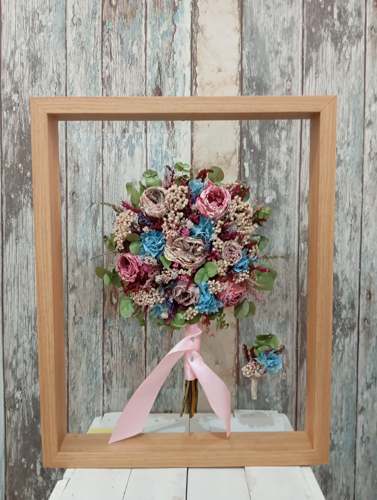 Preservación de Ramo de Novia | Marco Minimalista de Cristal Doble