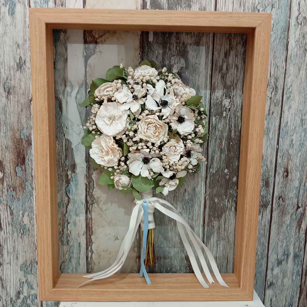 Preservación de Ramo de Novia | Marco Minimalista de Cristal Doble