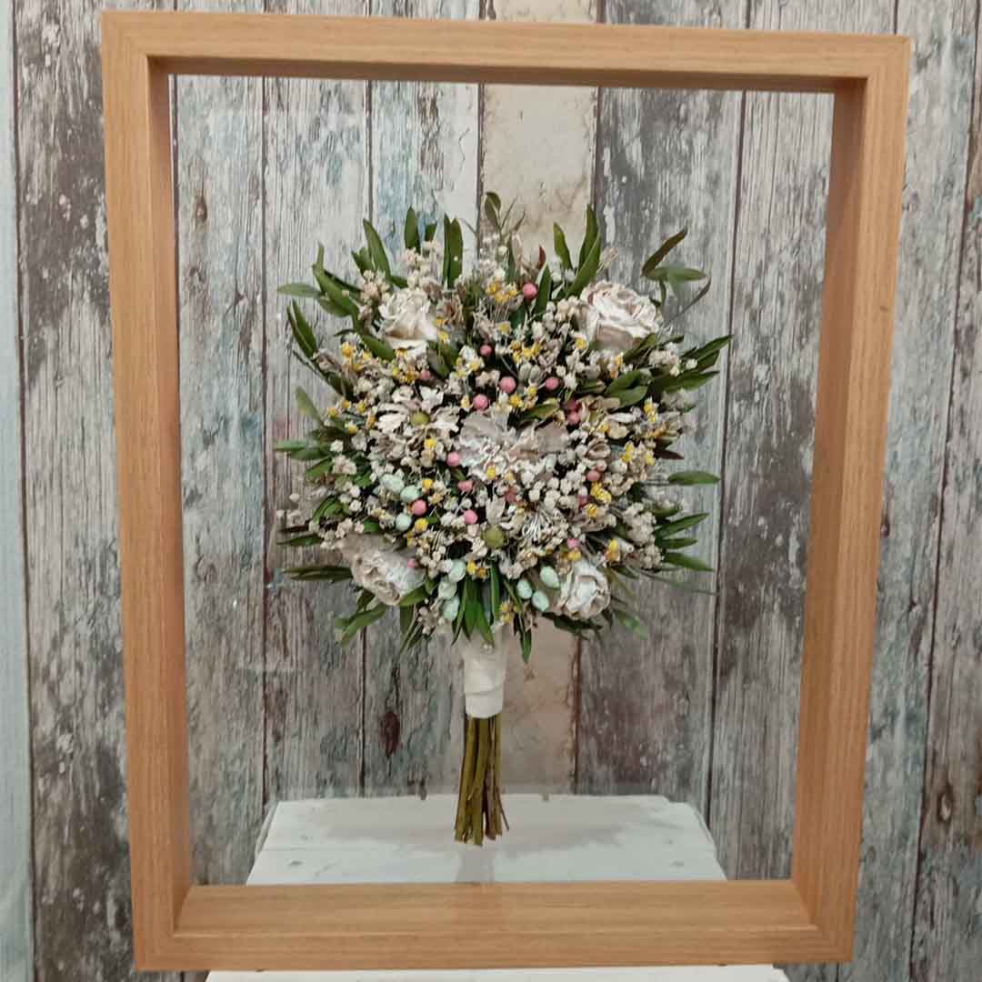 Preservación de Ramo de Novia | Marco Minimalista de Cristal Doble