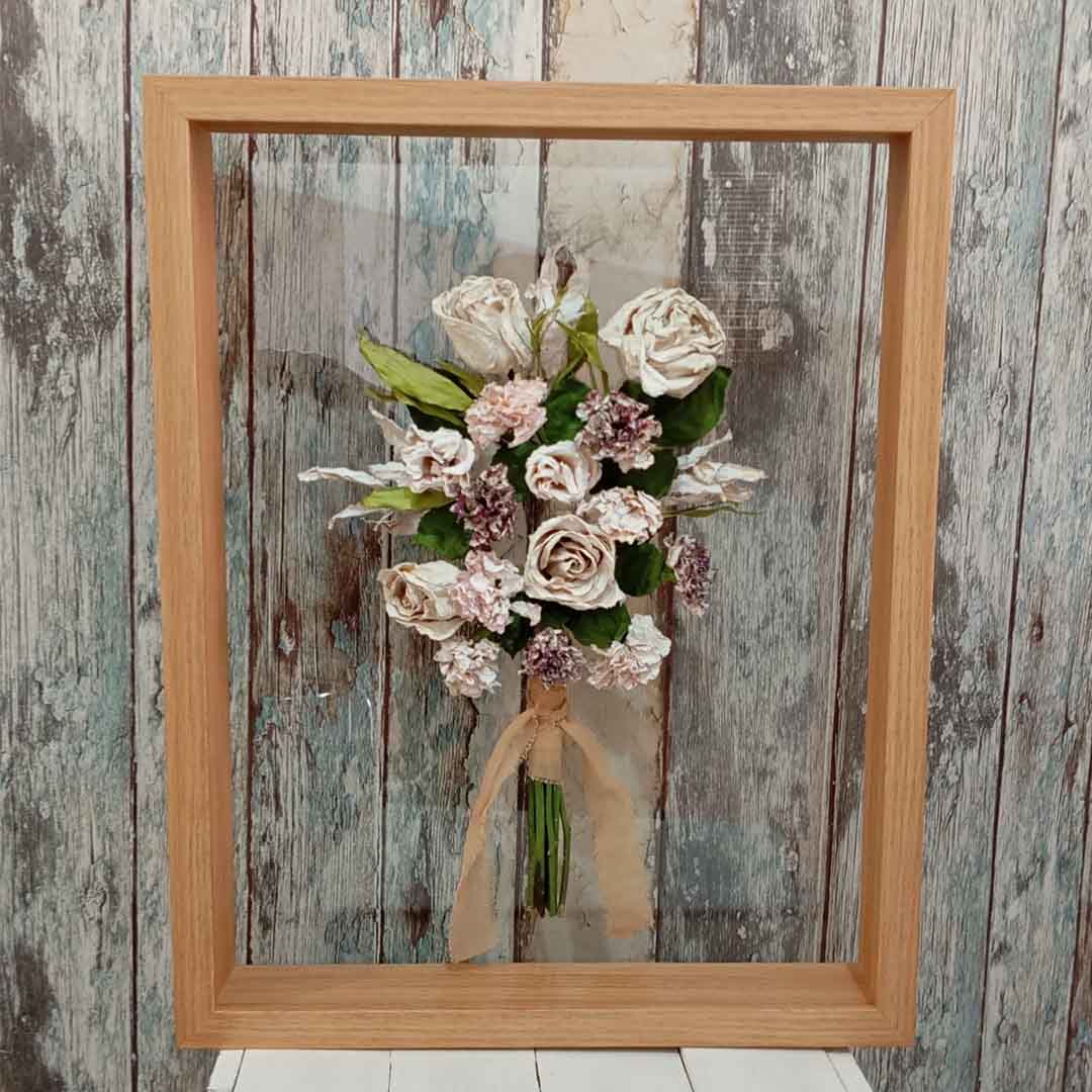 Preservación de Ramo de Novia | Marco Minimalista de Cristal Doble
