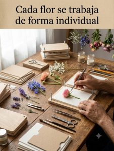 Mesa de trabajo secado de flores